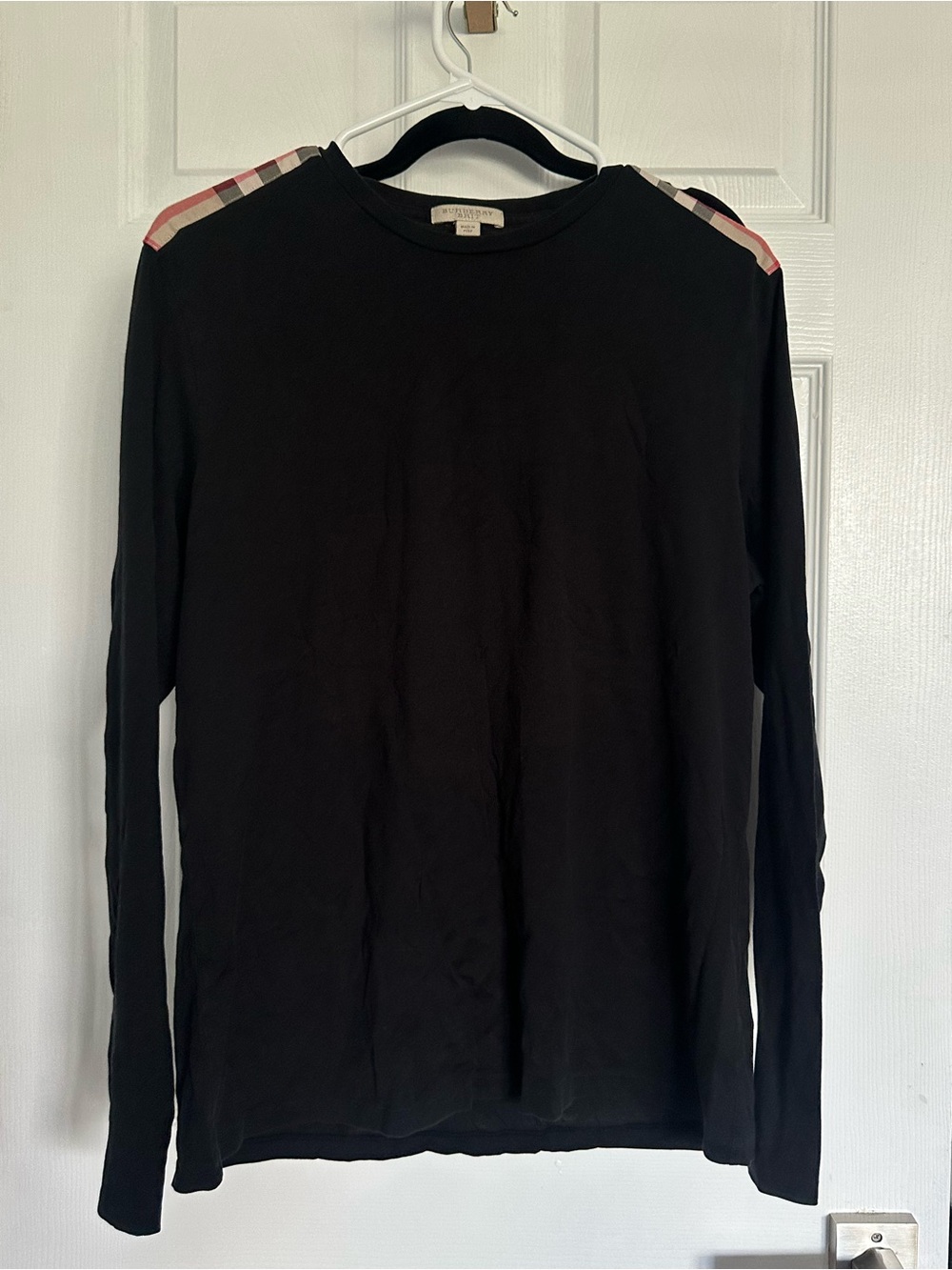 Burberry Black Crewneck Top with Signature Label